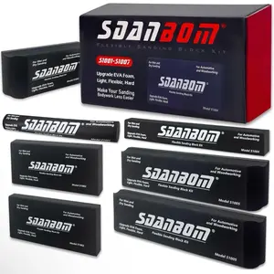 Sanding Block Kit 7pc - Wet or Dry Auto Body Sanding Blocks for Automotive Car Wood Bodywork, Light, Flexible, Hard, Black