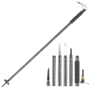 Hiking Tactical Stick Walking Staff Outdoor Multitool Gear Trekking Pole Collapsible Retractable 7-in-1 Tactical Trekking Stick Premium Survival Gear for Hiking Travel Accessories Camping Supplies