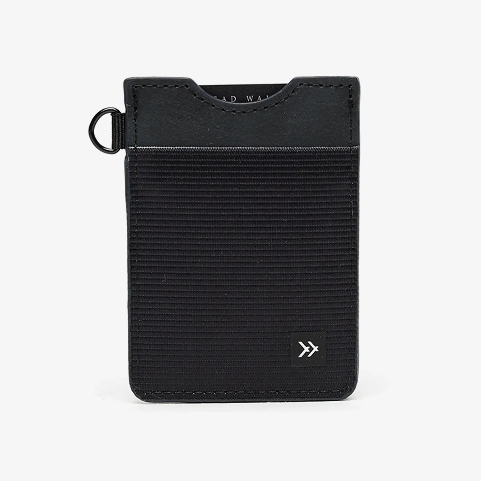 Thread Wallets Men's Black Vertical RFID Secure Leather Card Holder - Mens Wallet, Men's Minimalist Low-Profile Fashion Compartmented Design, Leather & Elastic Construction, 2-8 Card Capacity, Built-in Metal D-Ring, 3.7 in x 2.7 in, Men's Minimalist Walle
