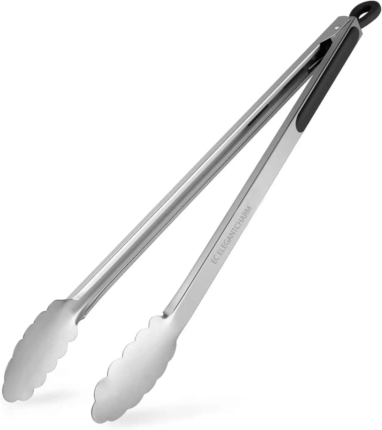 17-in Sturdy Extra Long BBQ Tongs - Heavy-Duty Locking BBQ Tool with Grooved Soft Grip Silicone Handle, Essential Grill Accessories for Outdoor Grill & Kitchen Cooking Utensils