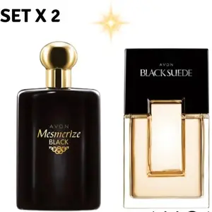 Avon Mesmerize Black & Black Suede Cologne for Mens 3.4 fl. oz. SET X 2