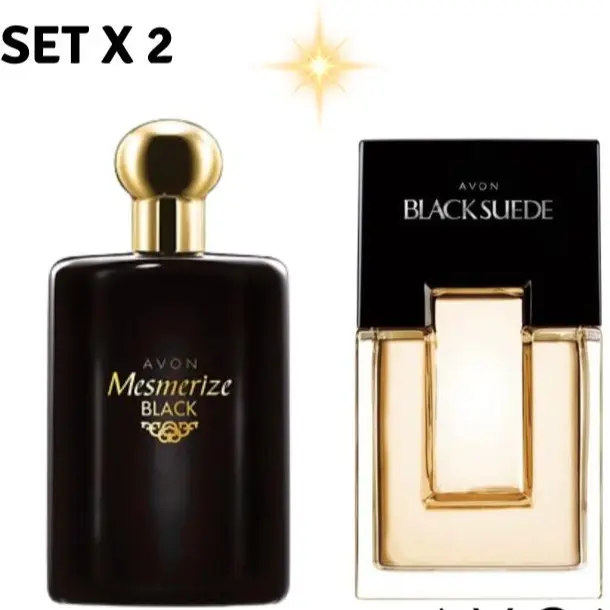 Avon Mesmerize Black & Black Suede Cologne for Mens 3.4 fl. oz. SET X 2