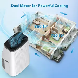 WhizMax 15000 BTU Portable Air Conditioner Room AC Unit, 3-in-1 Cooling Appliance with Dehumidifier & Fan Modes, for 850 sq ft Rooms, Remote Control, Sleep Mode, Low Noise, 24-Hour Timer, 3 Speeds, Auto Oscillation