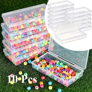 10 Pcs Small Clear Stackable Storage Boxes,with Secure Hinged Lid,Multipurpose Portable Sticker And Jewelry Storage - Perfect Durable Lightweight Containers for Jewelry, Earrings, Beads, DIY Crafts & Small Items,Organization Storage Boxes
