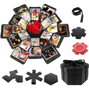 Explosion DIY Set - Exploding Love Box for Couples, Sentimental Memory Box for Wedding, Birthday Party & Scrapbook Style Photo Album -