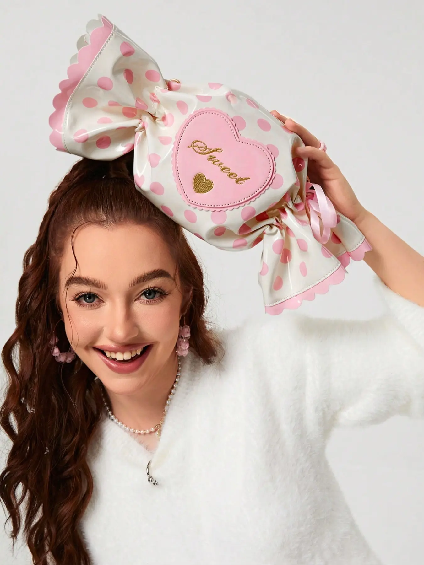 Cute Polka Dot Candy Chain Shoulder Bag for Women, Novelty Shoulder Bag, Fashion Crossbody Handbag for Teens, Fashion Patterned Bag, Fun Party Clutch, Thanksgiving Christmas Gift