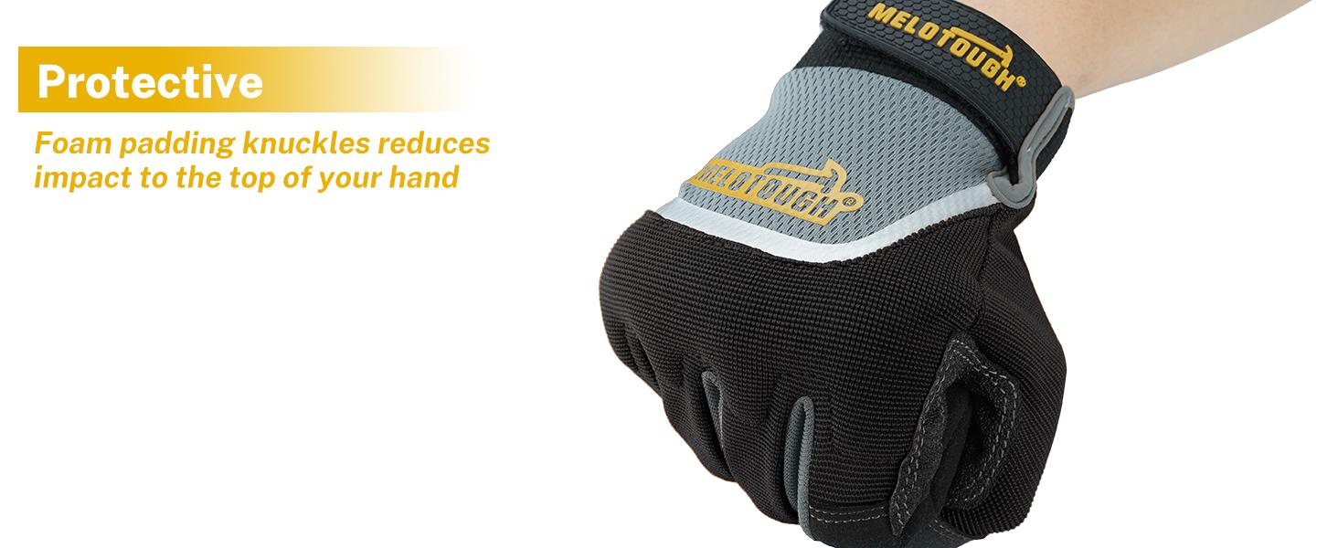 MELOTOUGH Work Gloves for Men Women, Heavy Duty Mechanic Gloves with Touch Screen, Non-Slip Wear Resistant Safety Working Gloves for Garden, Yard, Warehouse, Construction and Daily Work