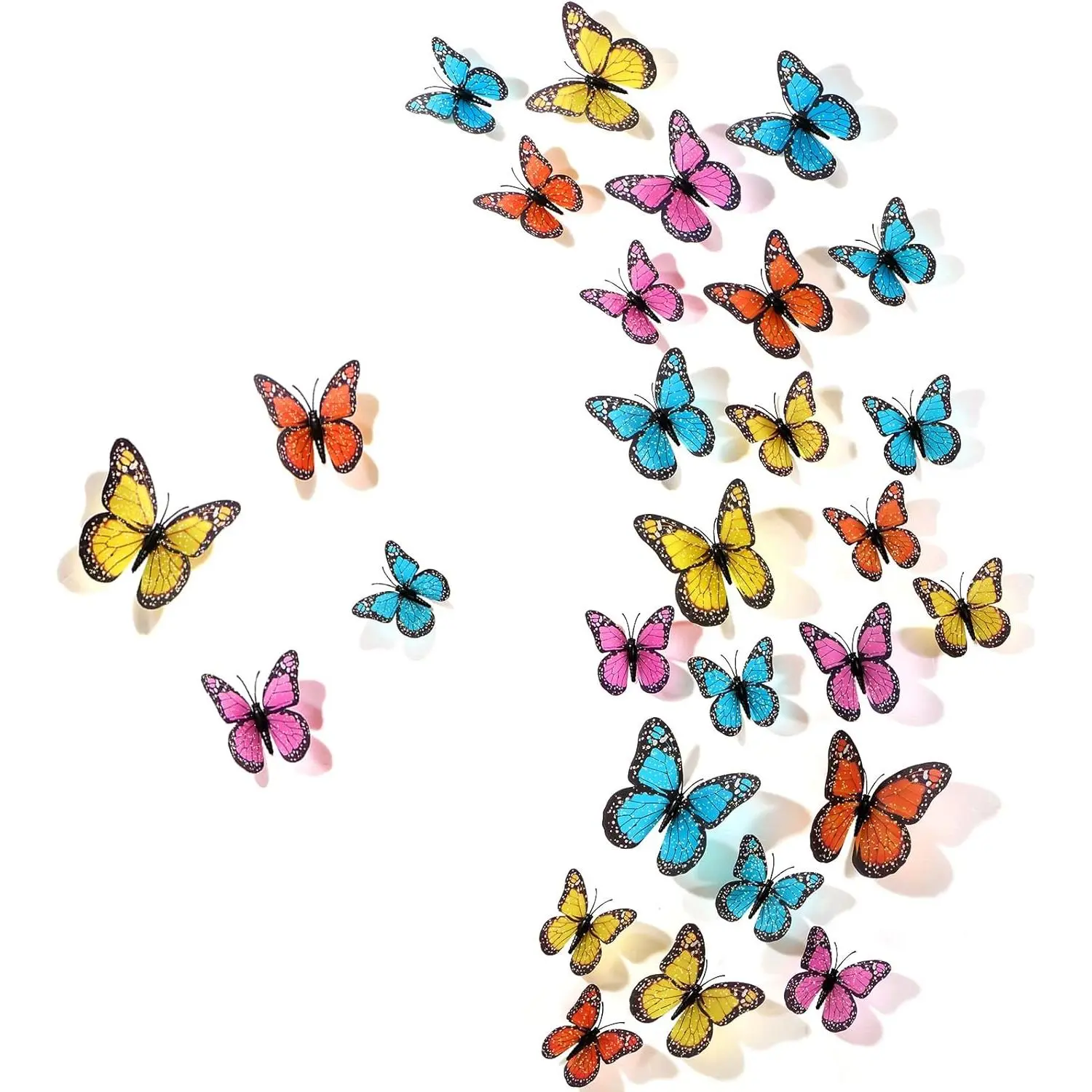 48 count Colorful Monarch Butterfly Decorations 3 Size  Butterflies Realistic Butterfly Craft Artificial Mariposas Wall Decor for Craft Wedding  Birthday Party (3.2inch,4inch,4.7inch)