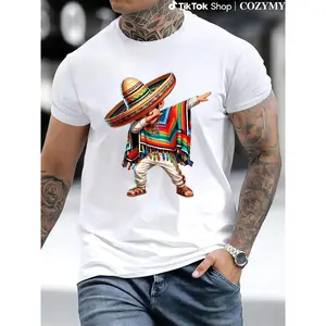 ToolHeaven Men's Casual Cotton Graphic Tees T-Shirt with Mexican Sombrero and Poncho Dab Dance Meme Shirts,men Gifts Fathersdaygift Tshirt Tropical Midi Wetsuit