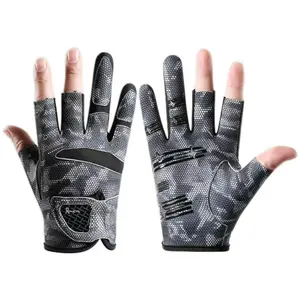 Professional summer outdoor fishing gloves, cut-resistant, three-finger breathable, UV-protective gloves, fingerless gloves for rock fishing and sea fishing, suitable for both men and women, outdoor gloves for sailing, kayaking, and fishing