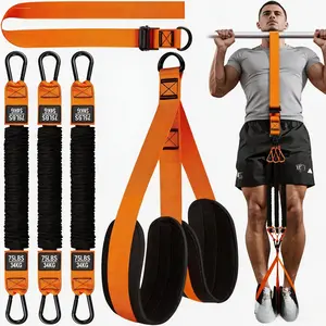 Two Foots Pull Up Assistance Bands, Heavy Duty Resistance Band for Pull Up Bar, Adjustable Weight/Size with Fabric Feet/Knee Rest, Bands for Pull Up Assist for Strength Training