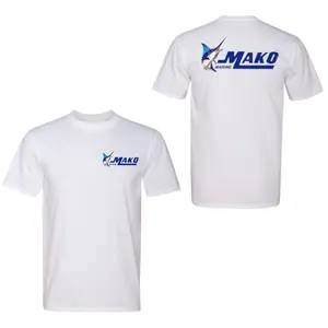 Mako Marine Fishing T-Shirt, White Offshore Boat Graphic Tee with Marlin Print, Sport Fishing Apparel for Anglers and Boating Fans