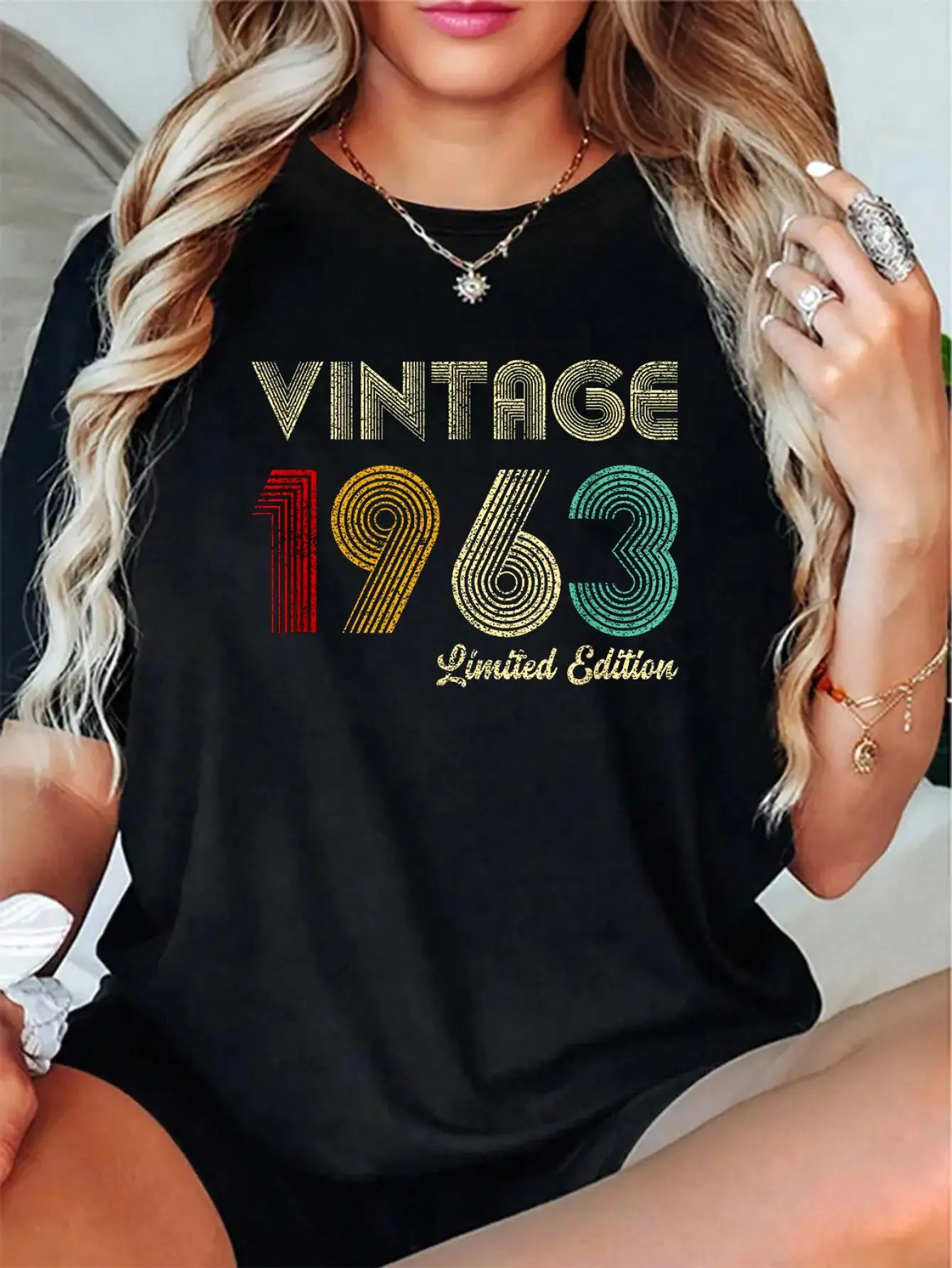 100% Cotton Unisex Vintage 1963 62nd Birthday Gift Men Women 62 Years Old T-Shirt Women's Men's Graphic Tee Causal Tops