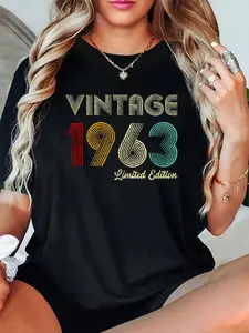 100% Cotton Unisex Vintage 1963 62nd Birthday Gift Men Women 62 Years Old T-Shirt Women's Men's Graphic Tee Causal Tops