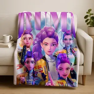Cute Kpop Demon Hunters Blanket, Kpop Fun Gift, Anime Lovers Gift,2025 Anime Flannel Throw, Gift For Huntrix Fans,Huntrix Inspired Blanket,Zoey,Mira,Rumi,Huntrix,Sajaboys,Gift For Kids, Gift For Men & Women, K-POP Demon Hunters Merch K-pop Demon Hunters