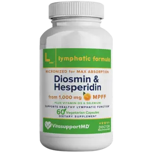 Lymphatic Formula, Diosmin Hesperidin 1000mg Lymphatic Drainage Supplement, Lymph System Support & Detox, Micronized MPFF Complex Blend with Vitamin D3 & Selenium for Immune Health, 60 Capsules