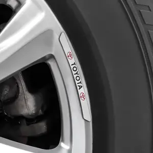 4Pcs Car Styling Wheel Rim Aluminum Logo Sticker Wheel Hub Decals Decorative Decal For Toyota Corolla C-hr Rav4 86 Avensis T25 Auris Land Cruiser Yaris Hilux Prius Camry Vehicle Exterior Decoration