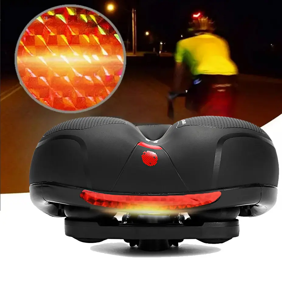 Comfort Bike Seat for Women Men,Wide Bicycle Saddle Replacement, Memory Foam Padded Soft Bike Cushion with Dual Shock Absorbing,Universal  for Road Bikes Indoor/Outdoor Bikes.for Peloton, Exercise Bikes, Cruiser, City Bikes with Safety Reflective Strip