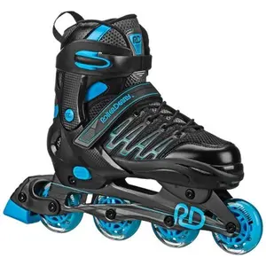 Roller Derby Custom Adult In-Fit Skates Blue/Black 9-12 Inlineskates Rollerblades Adjustable Size Lace-Up Buckle Closure 72mm Wheels Silver-5 Bearings