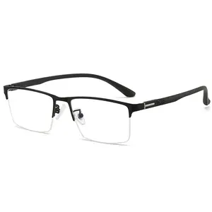ANRRI Blue Light Glasses for Men Semi Rimless Glasses Lightweight Metal Frame Computer Gaming UV Blocking Eyewear