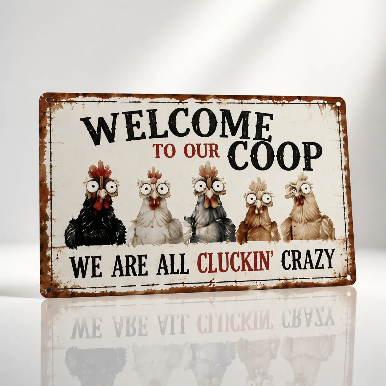 Funny Chicken Coop Metal Tin Sign, 8x12 in Vintage Farmhouse Rustic Coop Decor, Pre-Drilled Wall Plaque, Gift for Chicken Lovers, Casual sohochic
