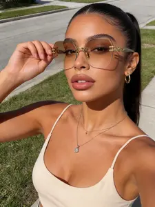 Fashion Geometric Lightweight Frameless Decorative Glasses for Women, Beach Party Campfire Dance Party, Unique Holiday Gift Idea