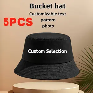 5pcs Customizable Men'S Bucket Hats - Personalized Design, Comfortable & Durable, Perfect for Outdoor Activities, Adjustable Fit, Breathable Fabric, Hand Wash Only, Outdoor Accessories | Adjustable Bucket Hat | Durable Hat