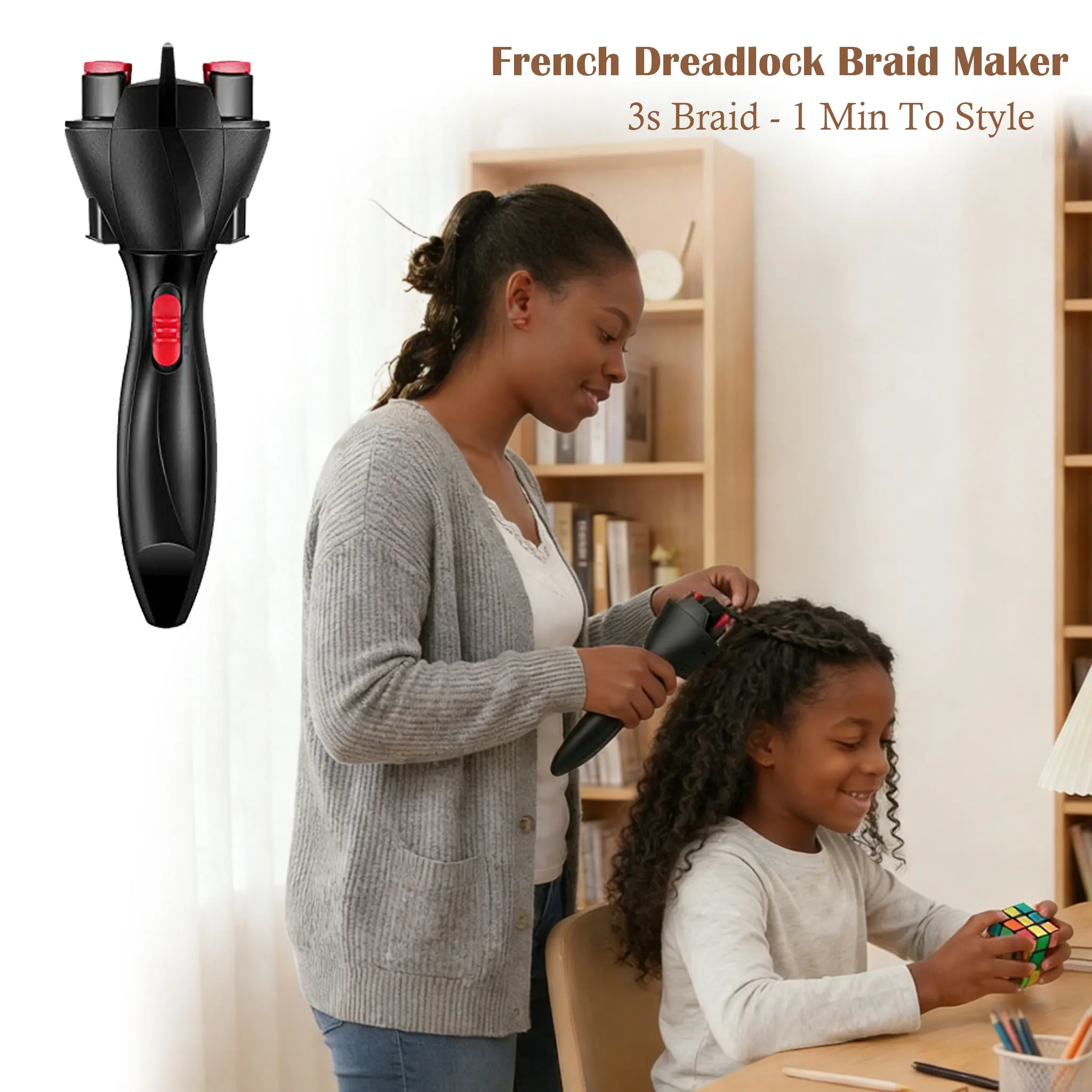 CESTVEEL Cordless Battery Powered Automatic Hair Braider, Electric Auto Styling Tool for Women - French Dreadlock Braid Maker, Hair Twister Hairwaver Hair Curler
