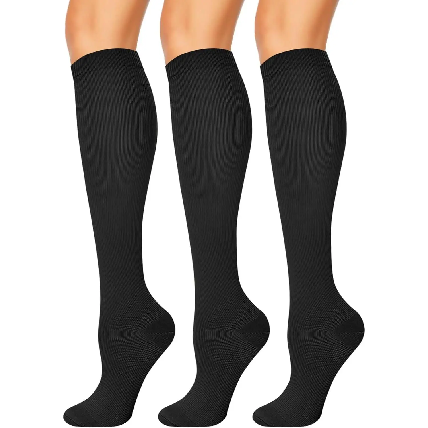 3 Pairs 15-20 mmHg Compression Socks for Women & Men, Compression Stockings, Athletic Recovery Sports Socks for Cycling, Hiking, Running Support Compressionsocks
