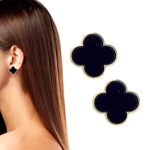 Acetate Marble Effect Clover Stud Earrings