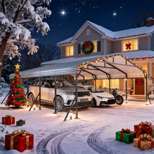 Heavy Duty Metal Carport 10x15 / 12x20 / 13x26 / 20x24 ft, Outdoor Car Canopy with Extra Support Poles, Waterproof & UV Protection, Wind Resistant Shelter for Car, Truck, Boat