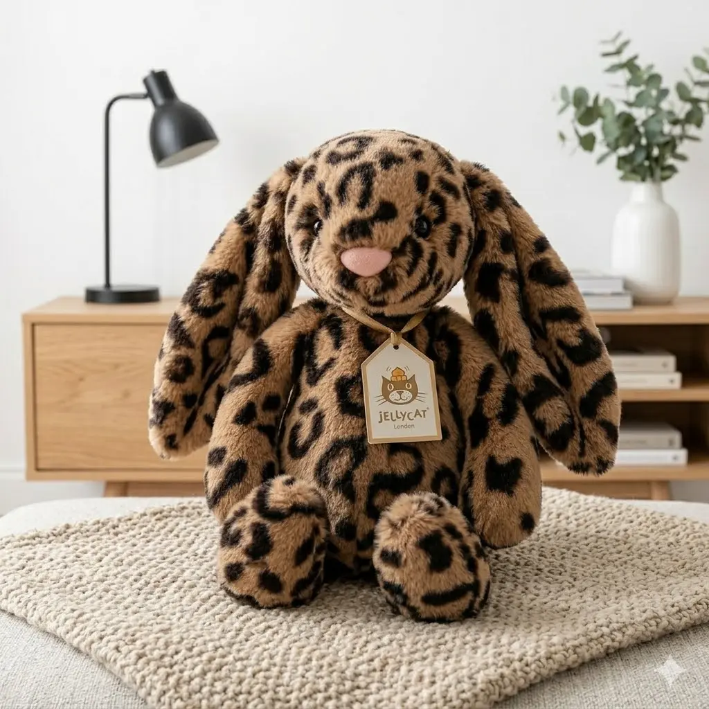 Jellycat Bashful Leopard Bunny Plush – Brown Spotted Rabbit Stuffed Animal