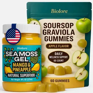 Biolore Sea Moss Gel + Soursop Gummies Bundle Set, 8 oz Gel & 60 Gummies, Mango-Pineapple and Soursop, No Added Sugar, Made in USA