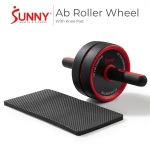 Sunny Health & Fitness Ab Roller Wheel with Knee Pad, Ultra-Wide Design for Stability, Non-Slip Handles, Durable Stainless Steel, Core & Full-Body Training, Home Gym Workout, Smooth Glide, Compact & Portable