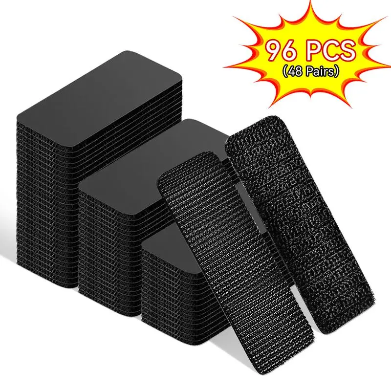 96 Pcs 4x1 Inch Industrial-Grade Hook and Loop Strips, Heavy-Duty Adhesive Mounting Tape, Damage-Free No-Drill Fastening System for Garage Organization, Cable Management & Workspace Setup