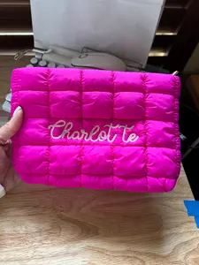 Quilted CUSTOM pouch - makeup - jewelry - case - teen - mom - daughter - gift- embroidered