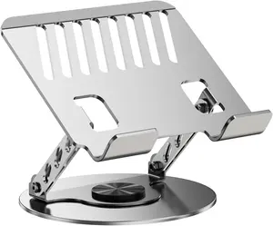 Home Office Laptop Stand - 360° Rotating Aluminum Desk Riser Adjustable Height Notebook Holder for Work Study & Casual Use