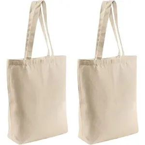 Canvas Tote Bags - 2 Pcs Multi-Purpose Reusable Bags - Perfect for Grocery, Shoppping & DIY Gifts