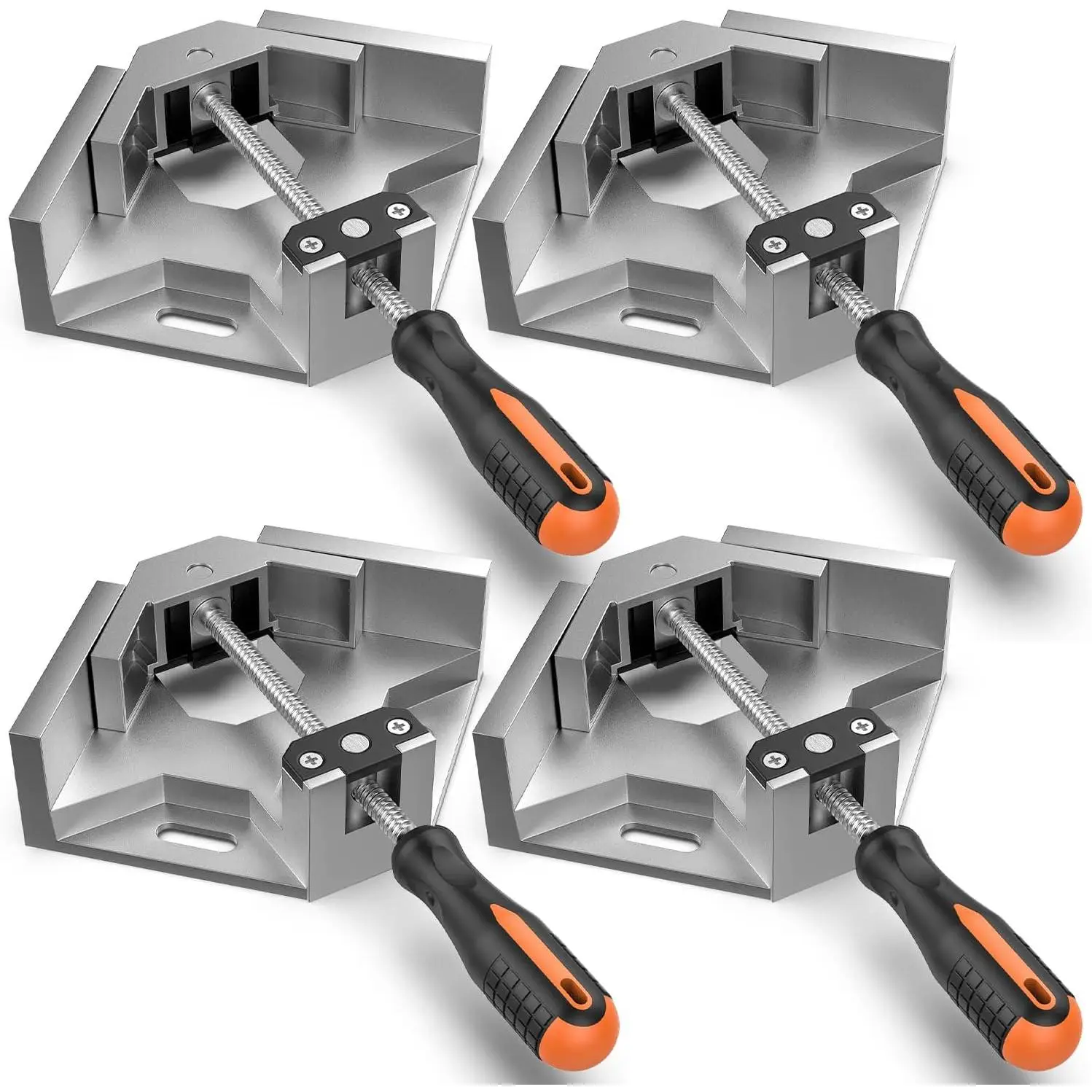 Housolution Right Angle Clamp 4 PACK Single Handle 90° Aluminum Alloy Corner Clamp for Woodworking Adjustable Swing Jaw, Industrial Hardware