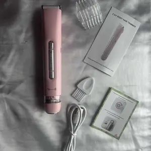 Betypeca Women's Rechargeable 2-in-1 Electric Bikini Trimmer-Facial Shaver - Smooth Dual Heads, Stainless Steel-Ceramic+Steel Blades, Waterproof Wet/Dry Hair Removal, Cleansing Brush, Comb, Storage, Beauty Gift