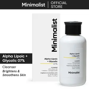 Minimalist Brightening Face Cleanser With Vit B5 | Alpha Lipoic + Glycolic 07% | Hydrates, Exfoliates & Smoothens skin | For Men & Women | 3.4 Fl Oz/100 ml