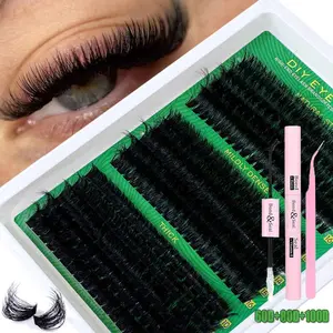 50D/60D/80D/100D/160D/200D/300D DIY False Eyelashes Kit, Mixed Lengths 10-16mm, D Curl 0.07mm Thickness, Easy Application, Perfect for Daily Use & Cosplay Makeup, Cosmetic