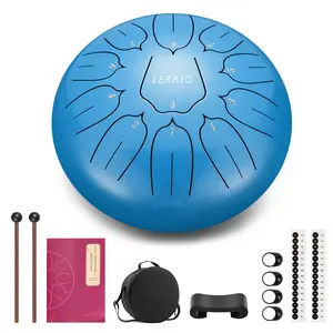 LEKATO Steel Tongue Drum 10 Inch 11 Notes, Steel Alloy Drum D Major Beginner Zen Drum Percussion for Meditation Yoga Musical Education, Best Gift for Adults