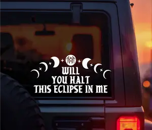 Sleep Token Vinyl Decal – “Will You Halt This Eclipse In Me” Gothic Lyric Sticker with Moon Phases and Logo – Alt Girl Car Sticker for Worshippers, Dark Aesthetic Fans, Emotional Lyrics, Vessel Merch, Band-Inspired Gothic Car Accessory