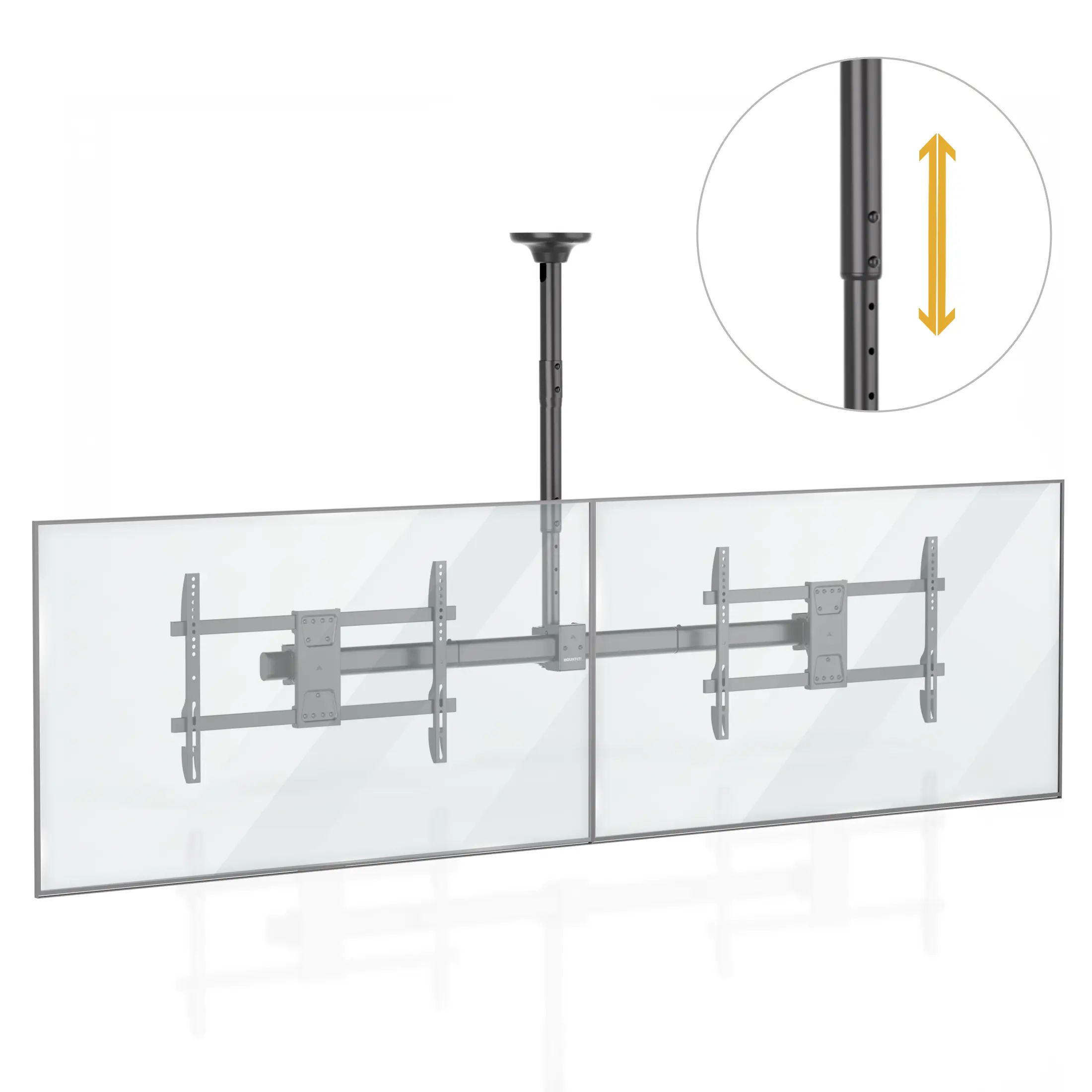 Mount-It! Dual TV Ceiling Mount for 34–60 Inch TVs, Heihght Adjustable Short Pole Full Motion Ceiling TV Mount, Holds 88 lbs Each, Swivel & Tilt, VESA 200x200–600x400