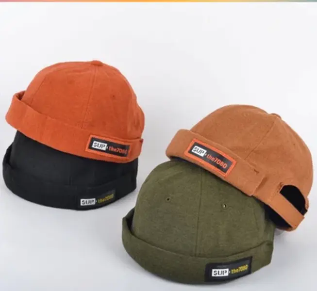 Vintage Corduroy Brimless Docker Cap - Adjustable Minimalist Sailor Beanie Hat