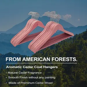 FairyHaus Smooth Finish Wooden Coat Suit Hangers 24Pack, Natural Cedar Hangers - Slim Sleek & Flat Cedar Wood Shirt Hangers with 360° Rotating Hook, Durable Cedar Clothes Hangers,Wwithout any Painting, Releases Aromatic Cedar Scent