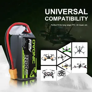 OVONIC 4S LiPo Battery 2200 mAh 35C 14.8 V LiPo Battery with XT60 Plug for Heli FPV RC Car RC Aeroplane