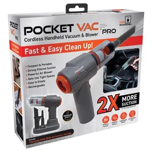 212 MAIN Pocket Vac Pro Bagged Cordless Handheld Vacuum with HEPA Filter, Gray