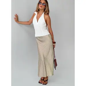 Mixed Signals Midi Skirt Brown Stripe